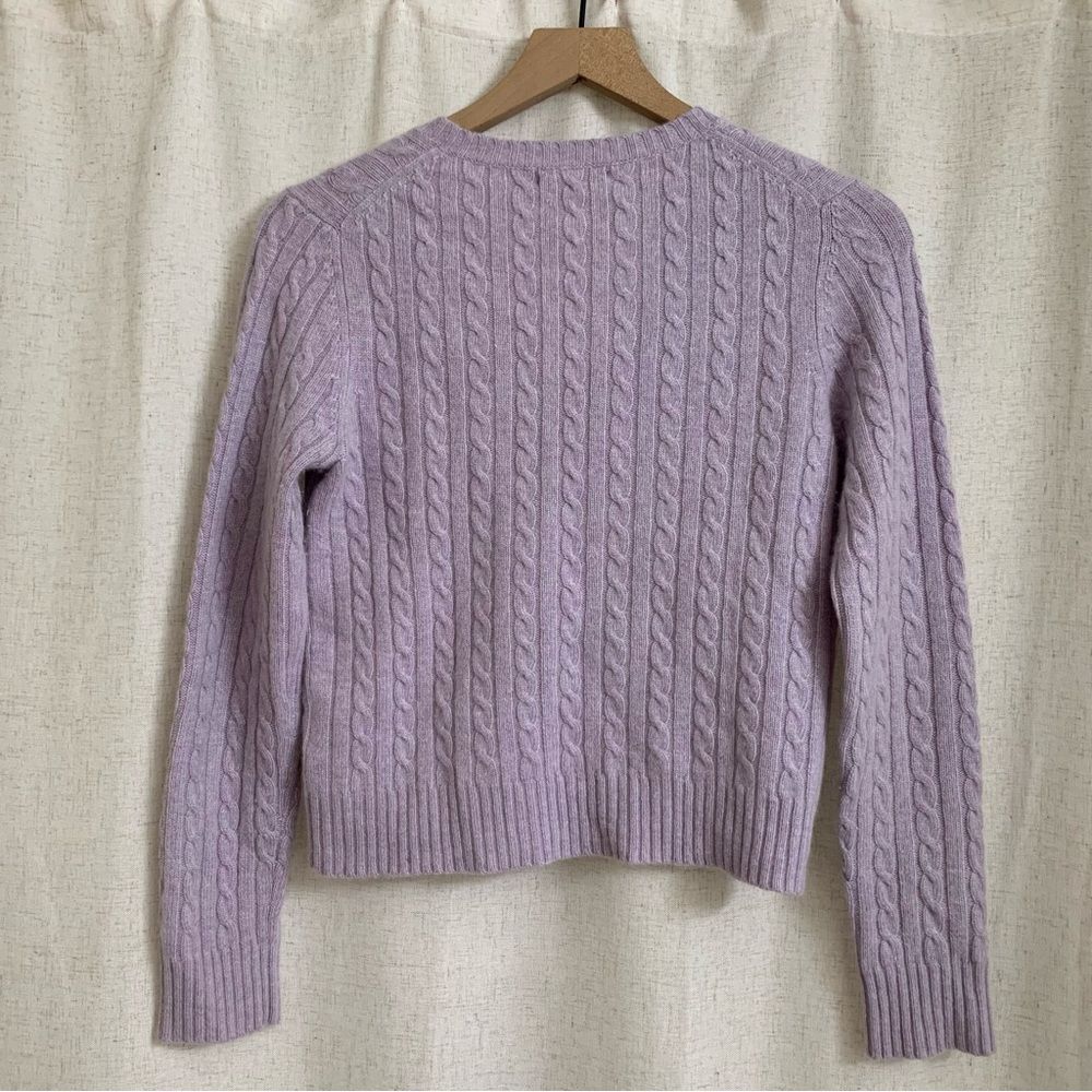 The Limited Lambswool Angora Cashmere Cropped lavender Cable Knit Sweater Small - Picture 3 of 5